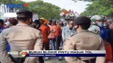 Buruh Blokir Pintu Tol di Tangerang Menolak UU Cipta Kerja