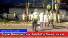 Pemotor Terjatuh saat Hindari Razia Knalpot Bising di Lembang