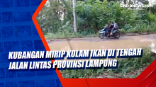 Kubangan Mirip Kolam Ikan di Tengah Jalan Lintas Provinsi Lampung