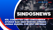 KRL Commuter Line Longgarkan Aturan dan Demi Minyak Goreng Murah Sandal pun ikut Antrean