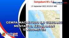 Gempa Magnitudo 5,0 Guncang Mentawai, Kedalaman 10 Kilometer