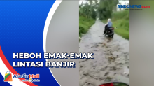 Heboh! Emak-Emak Lintasi Banjir Sambil Tertawa di Bondowoso