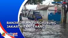 Jalan Penghubung Tangerang - Jakarta Banjir, Belasan Motor Mogok