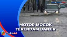 Banjir Rendam Pondok Aren, Nekat Melintas Motor Mogok