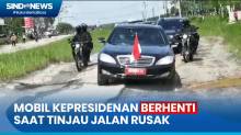 Lintasi Jalan Rusak di Lampung, Mobil Kepresidenan Sempat Berhenti