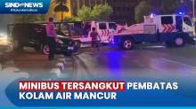 Sopir Diduga Mabuk, Minibus Tersangkut di Kolam Air Mancur Kawasan Monas