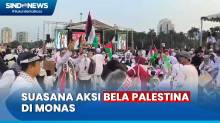 Begini Suasana Massa Bela Palestina di Monas, Duduk Bersila-Lantunkan Selawat Asyghil