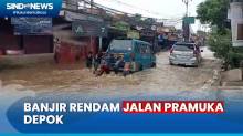 Potret Jalan Pramuka Raya Mampang Depok Mendadak Jadi Waterboom