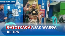 Pemungutan Suara Ulang di TPS 27 Simolawang Surabaya, Polisi Kenakan Kostum Gatotkaca Ajak Warga ke TPS