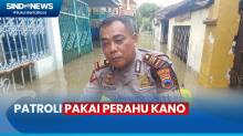 Pantau Wilayah Banjir Semarang, Polisi Patroli Pakai Perahu Kano ke Pemukiman