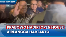 Prabowo Hadiri Open House Airlangga Hartarto, Sebut Akan Keliling-Keliling