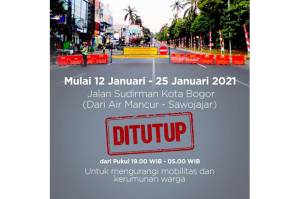 PPKM Kota Bogor, Jalan Jenderal Sudirman Ditutup Pukul 19.00-05.00 WIB