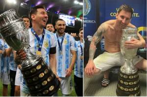 Tumbangkan Ronaldo, Foto Messi Peluk Trofi Copa America Cetak Rekor di Instagram