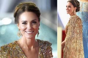 Ini Harga Gaun Emas Kate Middleton yang Dipakai saat Gala Premiere Film James Bond