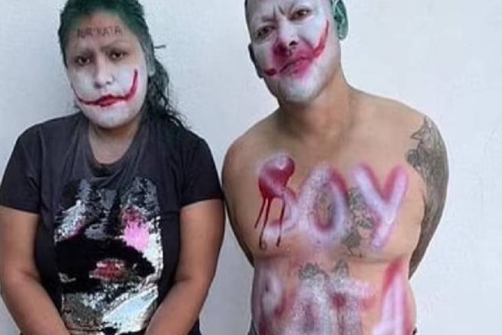 Ditangkap Warga, Para Pencuri Ini Diikat dan Wajah Dicat Mirip Joker