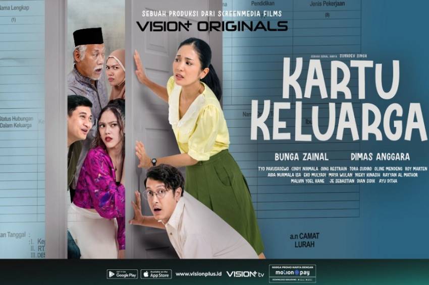 Vision+ Rilis Poster Resmi Series Kartu Keluarga, Bunga Zainal dan Dimas Anggara Jadi Pasutri