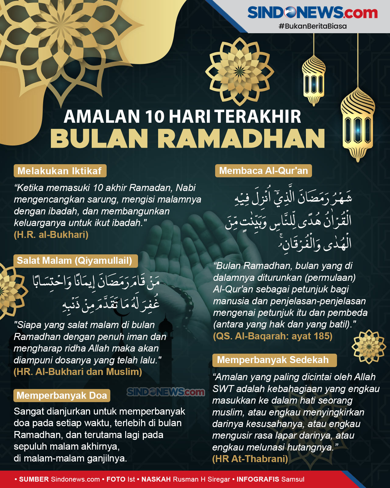SINDOgrafis: Amalan Utama Pada 10 Hari Terakhir Bulan Suci Ramadhan