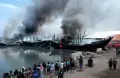 Begini Penampakan 13 Kapal Nelayan yang Hangus Terbakar di Pelabuhan Tegal