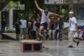 Unjuk Aksi Skaters Palembang di Hari Skateboard Sedunia