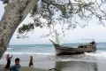 Penampakan Kapal Imigran Rohingya yang Terdampar di Aceh