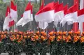 Aksi Prajurit Tiga Matra di Defile HUT ke-78 TNI