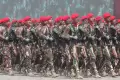 Aksi Prajurit Tiga Matra di Defile HUT ke-78 TNI