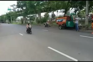 Pembalap Uji Coba Lintasan Street Race Polda Metro Jaya di Jalan Lodan Ancol