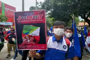 Demo JHT, Ratusan Buruh Geruduk Kantor BPJS Ketenagakerjaan Tangerang