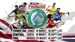 Link Live Streaming iNews dan MNCTV: Dukung Perjuangan 7 Wakil Indonesia di Perempat Final All England 2022