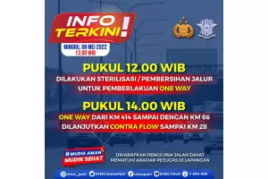 Siang Ini, Polisi Berlakukan One Way Arah Jakarta dari KM 414 hingga 66