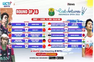 Live Streaming RCTI+ Pertandingan 16 Besar Indonesia Open 2022