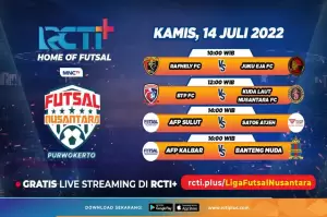 Jadwal Live Streaming RCTI+ Gratis Liga Futsal Nusantara 2022, Kamis (14/7/2022): AFP Kalbar Bidik Hat-trick