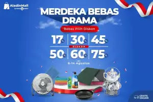 Merdeka Bebas Drama, Diskon Langsung 75% hanya di AladinMall by Mister Aladin!