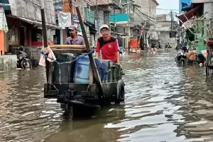Banjir Rob Rendam 4 RT di Jakarta Utara