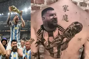 Fans Argentina Ditertawakan gara-gara Tato Wajah Lionel Messi Malah Mirip Wayne Rooney