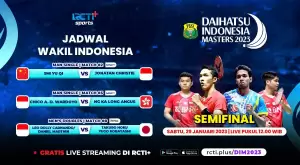 Link Live Streaming RCTI+! Dukung 3 Wakil Indonesia di Semifinal Indonesia Masters 2023