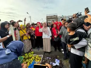 Blusukan di Pasar Tulang Bawang Lampung, Siti Atikoh Cek Harga, Belanja hingga Serap Aspirasi