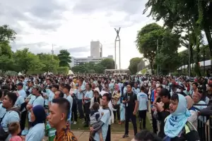 Datangi Lapangan Banteng, Komunitas Ojol Dambakan Parkir Gratis di Jakarta