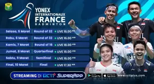 Jadwal Lengkap Kejuaraan Badminton Prancis Open 2024 di RCTI+ SuperApp