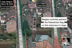 Ratusan Anak Tangga di Belgia Dilukis Bendera Palestina, Bentuk Solidaritas pada Gaza